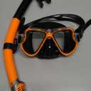 Greatever Dry Snorkel Set,Panoramic Wide View,Anti-Fog Scuba Diving Mask,Professional Snorkeling Gear (Adults, Black Orange)