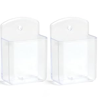 2 Pcs Remote Control Holder Wall Mount, TV Controller Holder, Self Adhesive Remote Holder, Wall Pen Holder Storage Accessories for Home Office School（Clear）