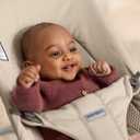 BabyBjörn Bouncer Bliss, Tri-Fabric, Sand Grey | 2-in-1 Adjustable Baby Bouncer Seat and Toddler Chair, Newborn to Toddler (8-29 lbs), 4 Positions, Lightweight & Portable