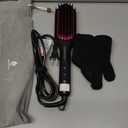 Enhanced Ceramic Hair Straightener Brush by MiroPure, 2-in-1 Ionic Straightening Brush with Anti-Scald Feature, Auto Temperature Lock & Auto-Off Function (Black) (3 Piece Set)