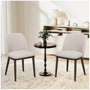 COLAMY Upholstered Dining Chairs Set of 2, Modern Kitchen Chairs with Back, Fabric Side Chair with Wood Legs for Dining Room Kitchen Restaurant, Beige