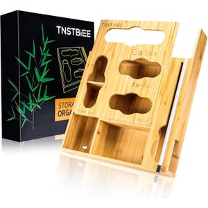 Bamboo Ziplock Bag Organizer, 12x13.2x3 Inches