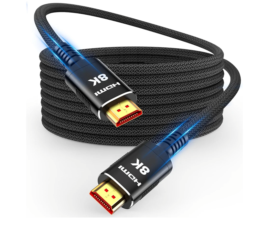 Snowkids 8K HDMI Fiber Optic Cable Long 2.1 75FT/23M, Unidirectional 48Gbps High Speed 8K60 4K Braided HDMI Cord eARC HDR10 2.2&2.3 Compatible for TV/Monitor/PS-5/X-box/Sound System & More