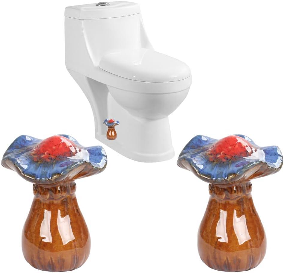 Mushroom Toilet Bolt Caps Porcelain Toilet Bolt Covers Decorative,Fun Toilet Screw Cover Caps,2Pcs Ceramic Mushroom Toilet Screw Caps,Toilet Bowl Bolt Covers for Bathroom Decor,Easy to install (D1)