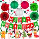 Labeol Christmas Party Decorations - Paper Fan, Flower Ball, Merry Christmas Banner, Xmas Hanging Swirls