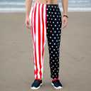 bopika Men's American Flag Pants Men's Sport Sweatpants Baggy Pant Joggers Long Pants with Pockets (Red, M)