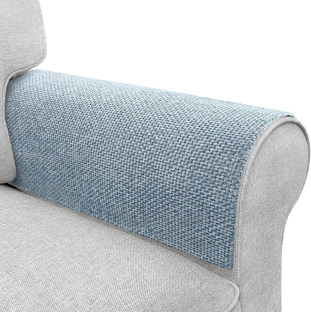 Couch Arm Covers, Sofa Arm Covers, Waterproof Armrest Cover for Sofa, Armchair, Loveseat, Non-Slip Recliner Arm Cover, Headrest Cover, Arm Chair Covers Set of 2 (Light Blue, 24"20")