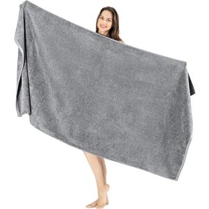 SALBAKOS Luxury 100% Turkish Cotton Bath Sheets 40x80 in Oversized Extra Large Bath Towels Thick Soft Absorbent Turkish Towel for Spa Beach (Pack of 1, Silver, Jumbo Bath Sheet)