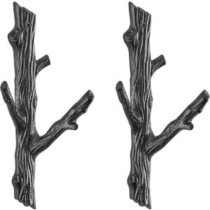 Danya B. Double Cast Iron Tree Branch Coat Hook 2-Piece Set | Wall Mounted | For towels, bags, purses, coats, jackets, scarves, hats, caps | Use in Entryway, Bedroom, Hallway, Bathroom, Kitchen- Brown