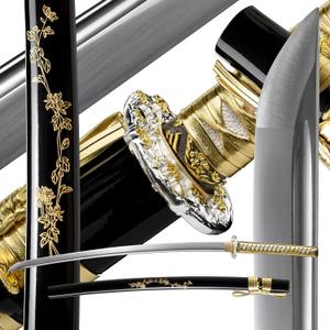 Samurai Sword | Traditional Hand-Forged Katana Swords Authentic Japanese Anime Samurai | High Carbon Steel Katanas Collection Sharp Full Tang (Silver-Double color Flowers)