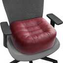 YOUFI Leather Seat Cushion Extra-Thick Booster for Office Chair to Rise Height - Full Filling for Support - with Breathable Cover, Handle and Buckle - Relieves Back Pain 18"x16"x6" (Red)