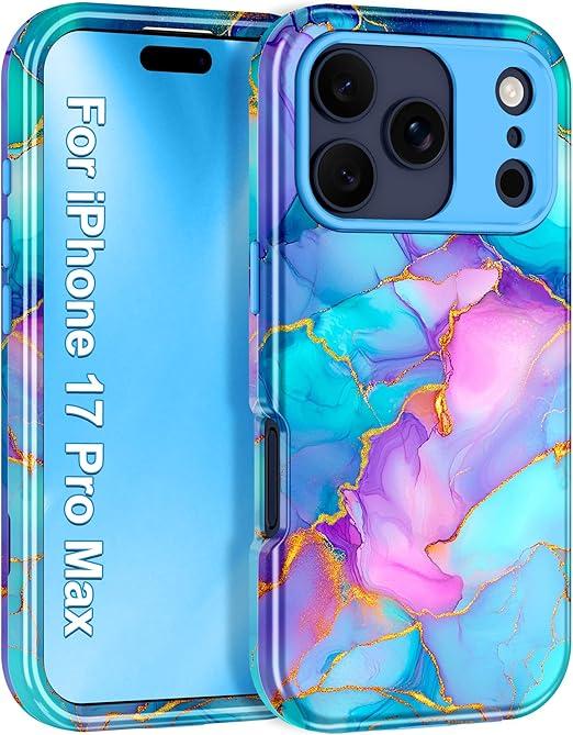 Hekodonk for iPhone 17 Pro Max Case,Heavy Duty Full Body Shockproof Protection 3 in 1 Hybrid Hard PC Soft Rubber Rugged Drop Protective Slim Women Phone Case for iPhone 17 Pro Max 6.9 inch,Blue/Purple