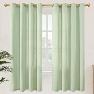 YoungsTex Sage Linen Curtains 72 Inch Length for Living Room, Light Filtering Textured Drapes Rustic with Grommet for Bedroom Farmhouse Privacy Burlap Spring Decor, Set of 2 Panels, 52 X 72 Inch