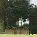 Flat Top Garden Arch Trellis 11FT x 9FT, Super Large Arbor Trellis for Climbing Plants Outdoor 141.7in x 108in x 19.7in, Metal Garden Frame for Backyard, Lawn, Archway, Wedding Decoration, Patio Black