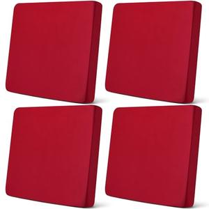Newwiee Set of 4 Stretch Patio Cushion Covers Sofa Couch Seat Chair Slipcovers Cushion Cover Replacement Furniture Protector for Pets Washable(Burgundy,Seat Cover,Solid)