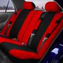 FH Group Light & Breezy Cloth Car Seat Covers, 7 Seater Three Row Set- Airbag & Split Ready -Universal for Cars Trucks and SUVs (Red/Black)