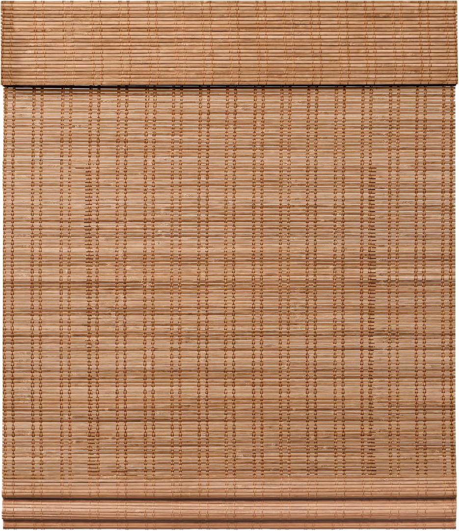 LazBlinds Cordless Bamboo Roman Shades, Light Filtering Window Treatment, Roll Up Bamboo Blinds for Windows, 46'' W x 60'' H