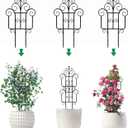 Garden Plant Trellis, Stackable Plastic Trellis Supports for Climbing Plants, Indoor Outdoor Use, 3 Pack, Black (3)