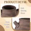 Havawish Rustic Kitchen Utensil Holder for Countertop - Farmhouse Ceramic Utensil Crock with Handle for Spatulas Vintage Kitchen Utensils Holder Cooking Organizer, Fit Ladle, Eggbeater(Dark Brown)