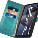 SUANPOT for MotorolaMoto G Power 2022 Wallet case RFID Blocking Credit Card Holder, Flip Folio Book PU Leather Phone case Shockproof Cover for Women Men Power2022 Blue Green