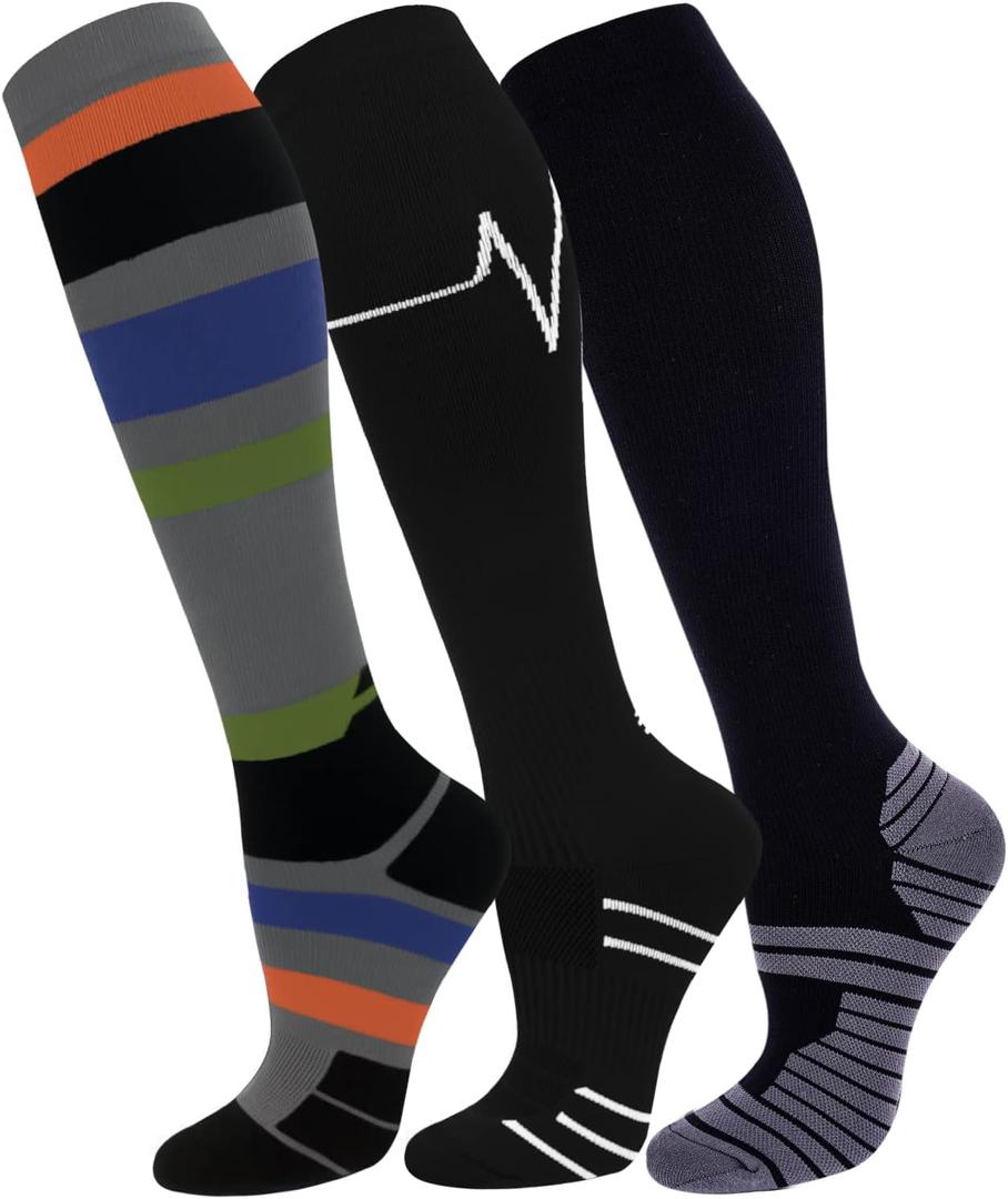 FuelMeFoot 3 Pack Copper Compression Socks - Compression Socks Women & Men Circulation - Best for Medical, Running, Athletic (Large-X-Large)