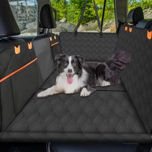Back Seat Extender for Dogs - Extra 40% Space, Dog Car Seat Cover Hard Bottom Holds 400lbs, Waterproof Dog Hammock & Car Seat Cover with Mesh Window, Perfect Travel Bed for Cars, SUVs (For Cars/ Mid-Size SUV/ Small Truck)