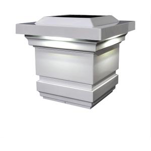 Classy Caps SL074W 4x4 Classy Solar Post Cap - White – High-Performance Solar LED Lights, Durable PVC (Vinyl) Construction, Weather-Resistant, Ideal for Outdoor Posts, Warn & Cool Light Modes