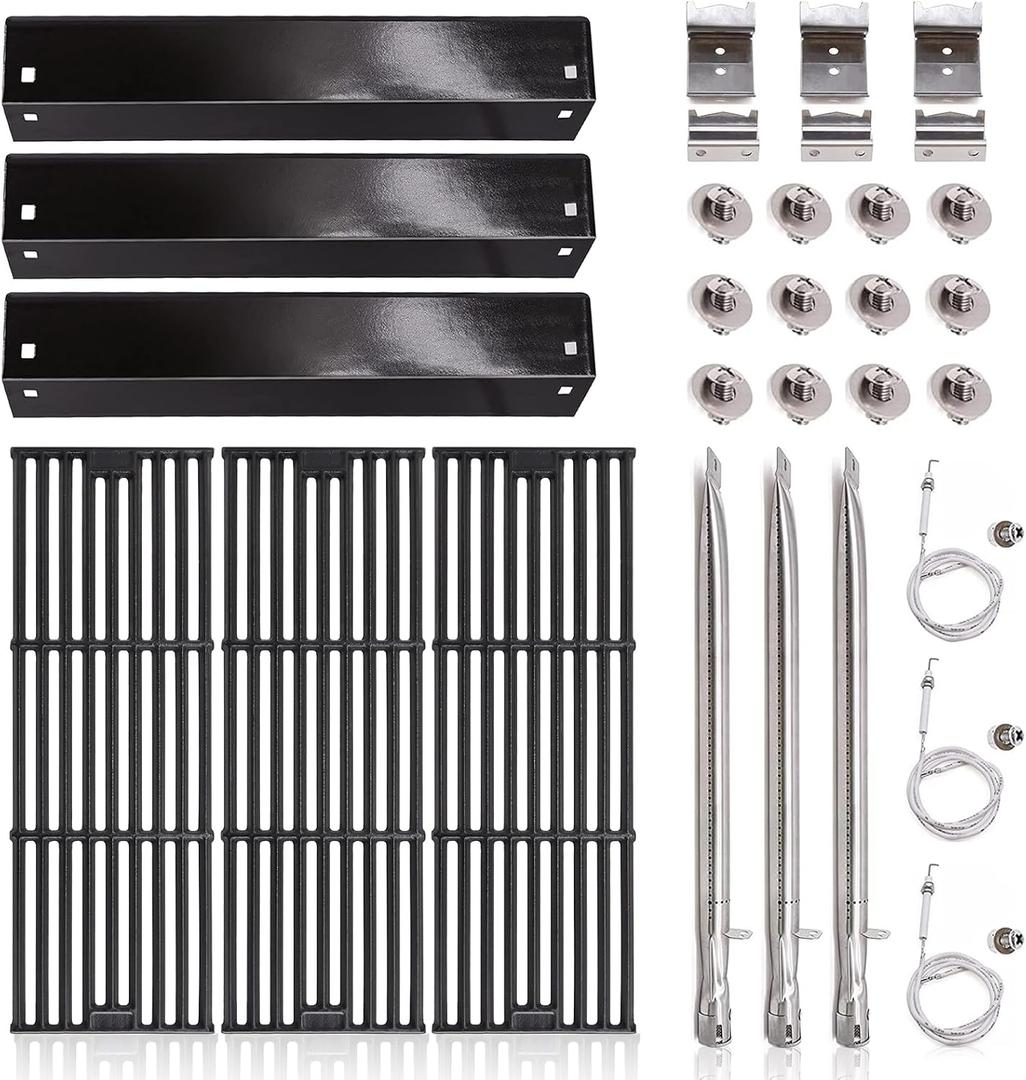 Criditpid Replacement Parts for Char Griller 5050, 5650, 3001, 5072, 3030,3008, 4000, 5252, King Griller 3008 5252, Grill Grates, Heat Plate, Burners and Ignitor for Chargriller Parts Replacement