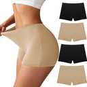 Ekouaer Boyshort Panties Women's Soft Underwear Briefs Invisible Hipster 4 Pack Seamless Boxer Brief Panties Large