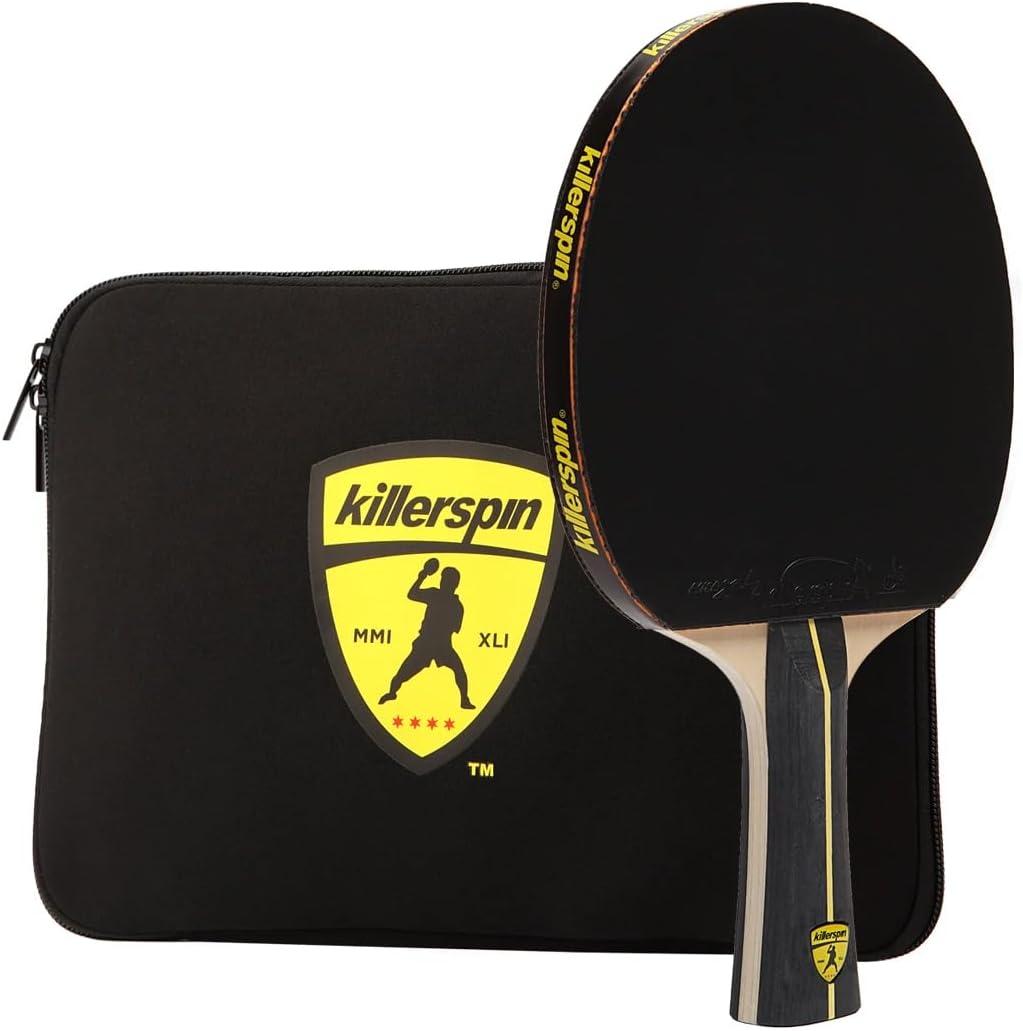 Killerspin Jet Black Ping Pong Paddle - Table Tennis Rackets for Beginner & Advanced Table Tennis Players -Flared Handle  Control with Comfort