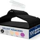 SereneLife Velvet Hangers 100 Pack Black  Slim Non-Slip Clothes Hangers with Chrome 360 Swivel Hook, Durable 10 lbs Capacity, Ultra-Thin Space Saving Hangers for Closet Organization