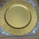13" Line Gold Charger Plates, Classic Chargers for Dinner Plates, Reusable Plastic Table Setting Bulk Event, Party, Wedding, Festival, Baby Shower