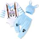 HINTINA Baby Boy First Easter Outfits Bodysuit Pants Clothes Set 3-6 Months
