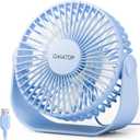 Gaiatop USB Desk Fan, 3 Speeds Strong Airflow, 5.5 Inch Portable 90 Rotate Quiet Cooling, Small Personal Table Fans for Bedroom Home Office Travel Blue