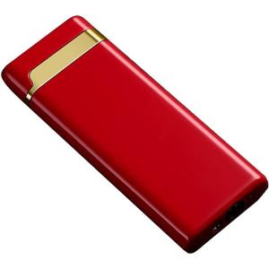 Slim Torch Lighter, Jet Flame Refillable Butane Lighter with Wheel Flint Ignition, Windproof & Adjustable Flame Mini Pocket Lighter, Great Gift for Men for Birthday, Christmas (No Gas) (Red)
