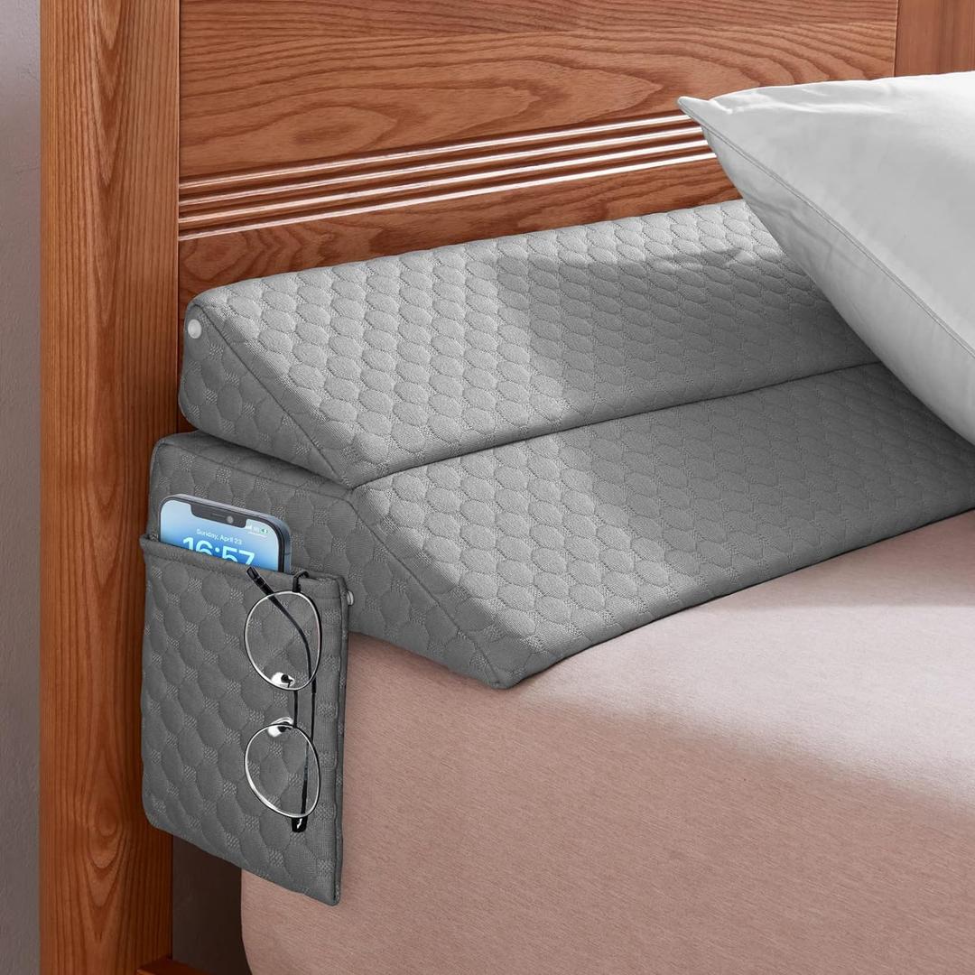 EUHAMS King Size Bed Wedge Pillow - Bed Gap Filler Mattress Wedge Headboard Pillow Close The Gap 0-7" Between Your Headboard and Mattress or Wall for Sleeping Backrest Pillow (76"x10"x6" Gray) (King(10 in x6 in x76 in-Big), Grey)