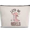 Western Leather Makeup Bag Cowgirl Boots Cosmetic Bags,Cowgirl Gifts Boots Makeup Pouch Zipper