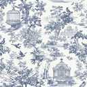 17.32"x196.85" Peel and Stick Wallpaper Vintage Floral and Birds Contact Paper Blue and White Wallpaper Modern Boho Removable Self Adhesive Wall paper Vinyl Rolls for Bathroom Bedroom Walls Decor
