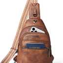 7L Sling Bag For Women Men Crossbody Shoulder Tote Blet Bags Backpack Fanny Pack Travel Purse Faux Leather (Brown)