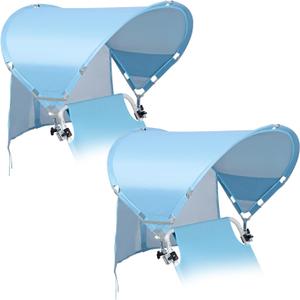 XL Universal Beach Chair Umbrella Canopy, UPF 50+ Chair Sun Shade Attachment with Adjustable Clamp for Camping, Lawn, Wheelchair, Tanning, Zero Gravity, Lounge, Outdoor Chairs, Oversized, 2 Pack