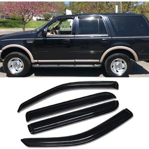 94233 Side Window Visor Vent Deflector fit for 1997-2017 Ford Expedition&1998-2017 Lincoln Navigator, Outside Mount Tape-on Shatterproof Dark Smoke Rain Guards, Set of 4 Window Shades