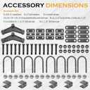 Tandem Trailer Leaf Spring 4 Leaf Double Eye 1750 lbs Cap for 3500 lbs Axle Suspension, Hanger & U-Bolt kit 25-1/4" Length fits for SW4B, for Round Trailer Axles- Set 4