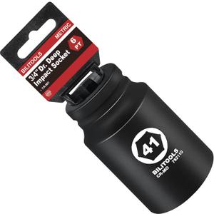 BILITOOLS 3/4" Drive Deep Impact Socket 41mm, Metric, CR-MO Steel, 6 Pt. Impact Grade Heavy Duty Large Axle Nut Socket