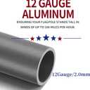 20FT Heavy Duty Flag Pole, 12-Gauge Aluminum, 100MPH Wind Tested | Extra Thick Residential & Commercial Flagpole Kit for Outside House Includes USA Flag & All Hardware to Fly Two Flags