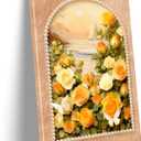 Yellow/Orange Rose Floral Canvas Wall Art Framed Warm Nature Flower Decor, 24"L x 16"W
