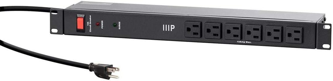 Monoprice 14 Outlet Metal Surge Protector - 1U Rackmount, Power Distribution Unit, 6 Feet Cord, 1050 Joules