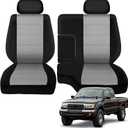 SAPUBK Front Seat Covers Replace for 1995-2000 Toyota Tacoma 60/40 Front Bench with Center Console, Driver and Passenger Knitted Fabric Composite Soft Foam Lining Airmesh Breathable Seat Cover (Black&Light Grey)