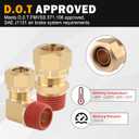 5PCS Air Brake Nylon Tubing Brass Union Fitting, 3/8" Tube OD x 1/4" NPT Thread Air Compression Straight Union Fittings for Nylon Hose with DOT Approved for Truck Trailers