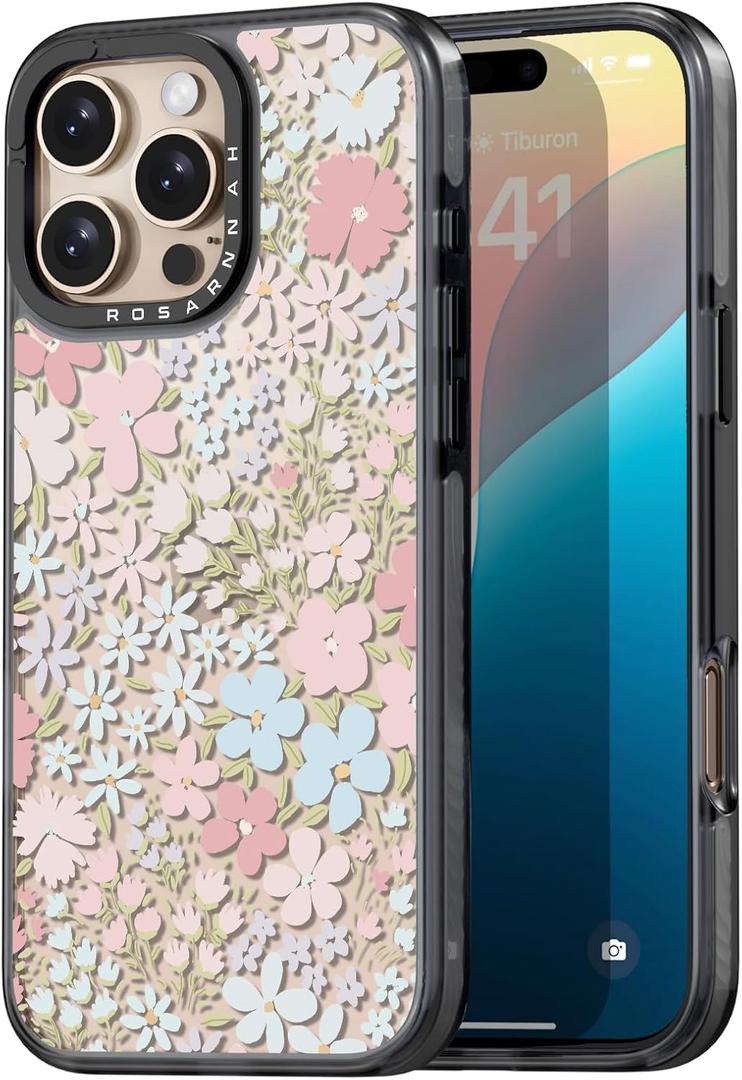 Compatible for iPhone 16 Pro Case Cute - Durable Shockproof 6.6 ft Drop Impact Phone Case - Black Funny Pink Spring Design for iPhone 16 Pro 6.3"