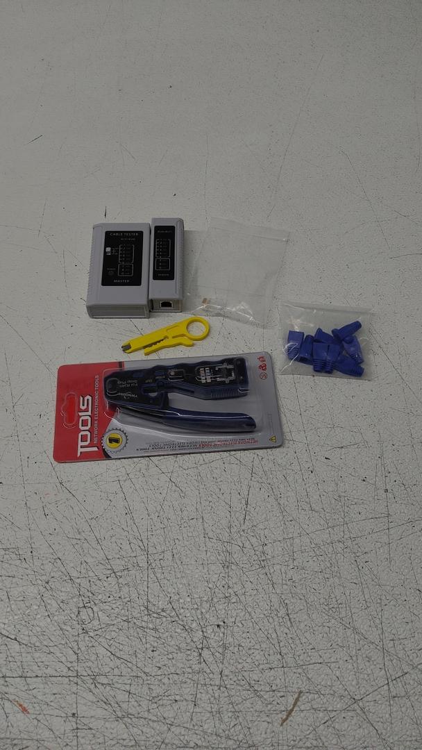 RJ45 Crimp Tool Kit Pass Thru Ethernet Crimper for Cat5e Cat6 Cat6a 8P8C Modular Connectors, All-in-One Cat6 Crimping Tool and Tester(9V Battery Not Included)